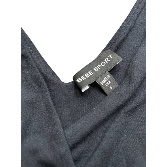 Y2K Bebe Sport Black Mini Dress Pink Stitch Waist Early 2000s Retro Size SMALL - Picture 4 of 7